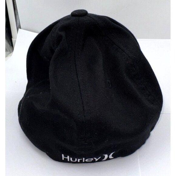 Hurley Flexfit Black Hat S/M Stretch Fitted Cap Yupoong Logo Surf Skate - Picture 6 of 14